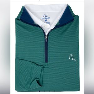 Rhoback Green and Navy Quarter-Zip Pullover